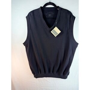 Cutter & Buck Mens XL Black V-Neck 100% Cotton Knit Sweater Vest NWT